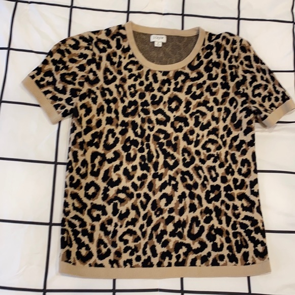 J. Crew Tops - J. Crew knit leopard print short sleeve top - S